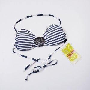Hobie gray Striped swim top